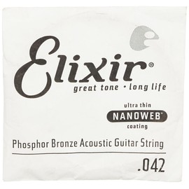 Elixir Strings Acoustic Phosphor Bronze Guitar String NANOWEB Coating, .042