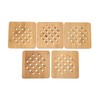 5 Pcs Bamboo Hot Pad Table Mat Bamboo Trivet Pot