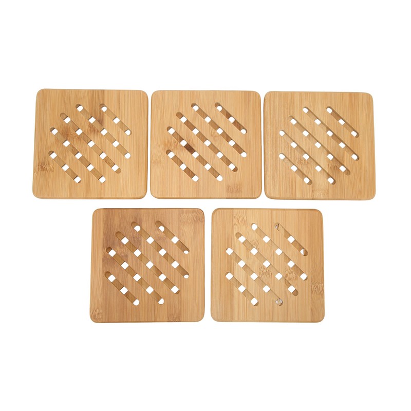 5 Pcs Bamboo Hot Pad Table Mat Bamboo Trivet Pot