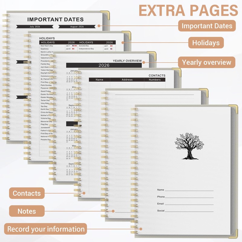 Planner 2026-2027, A4 Hardcover Weekly and Monthly Calendar Planner from