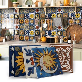 ViibXfans Tile Decals,Peel and Stick Wall Decor Stickers,Waterproof Tiles Stick on Backsplash for Kitchen,Bathroom,Cabinets(12 Sheets)