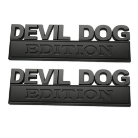 2Pcs Devil Dog Edition Emblems, Dog Edition Car Badge Bumper Letters 3D Decal Truck Sticker for Car, Truck, Rv, Boat Exterior Decoration (Matte Black)