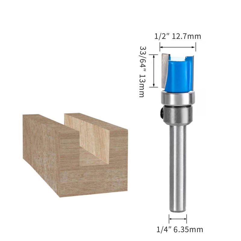 HPMAISON 4PCS 1/4 Inch Shank Flush Trim Pattern Template Router