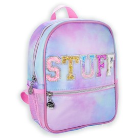 FROG SAC Mini Toddler School Backpack for Girls, Pink Preschool Kids Backpacks, Small Daycare School Bookbag, Tie Dye Glitter Little Girl Travel Back Pack Bag (STUFF - Tie Dye)