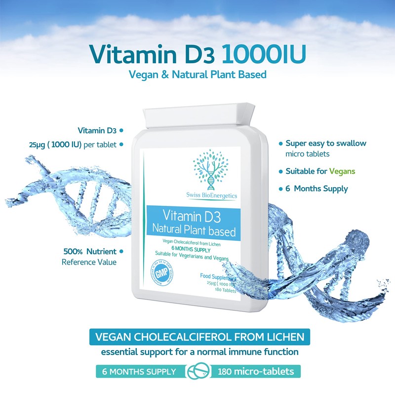 Vitamin D3 1000 IU - 100% Vegan - 6 Months