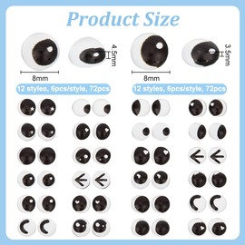 OLYCRAFT 144 Pcs 24 Styles Glass Craft Eyes 0.3 inch Half Round Glass Puppet Eyes Stuffed Crochet Eyes Animal Eye Crochet Crafts Making for DIY Clay and Amigurumi Decor Crochet Making Supplies