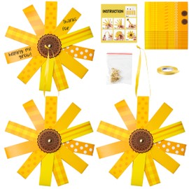 BeYumi 30Pcs Fall Thanksgiving Paper Strip Sunflowers Craft Kit for Kids DIY Autumn Thankful Gratitude Sunflower Ornament Crafts Flower Craft Spring Decor Home School Classroom Party Fun Activities
