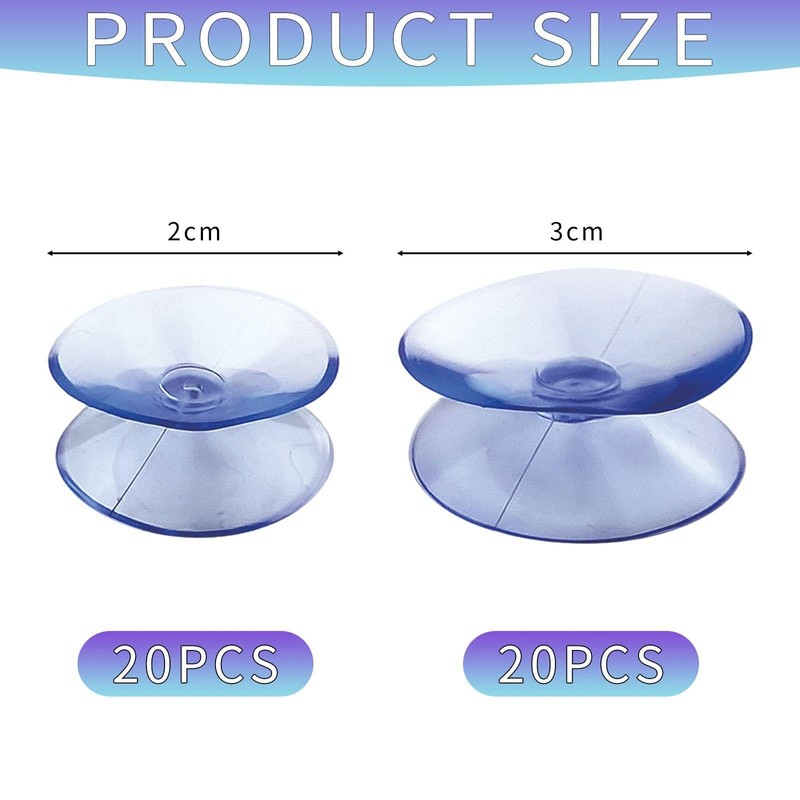 RELKLYU 40 Pieces Double Sided Transparent Suction Cups Glass Slip