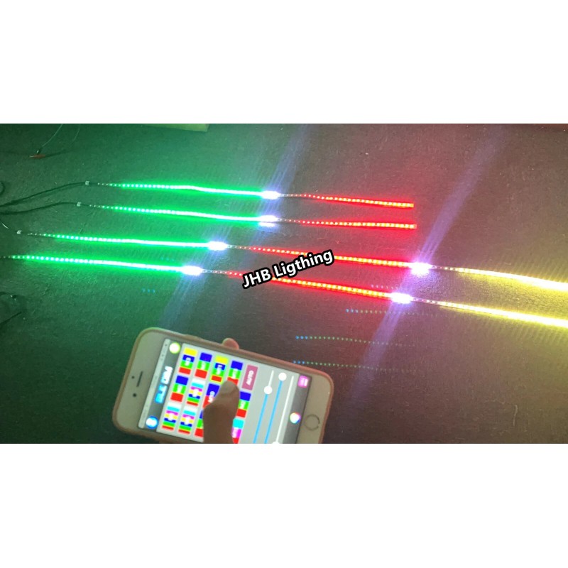 JHB 2PCS 4FT+2PCS 6.5FT Bluetooth Chasing Flow LEDs Underglow Strips