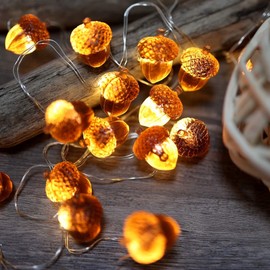 Thanksgiving Decorations Fall Lights Acorn String Lights Forest Décor Fairy Decorative Lights 30 LEDs 10ft USB Powered with Remote for Bedroom Farmhouse Home Holiday Thanksgiving Decoration