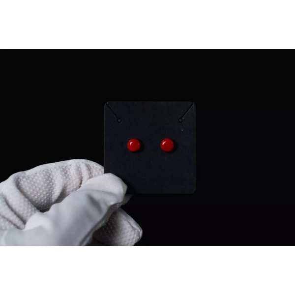 Native Handmade Sterling Silver Earrings - stud: red: lightweight