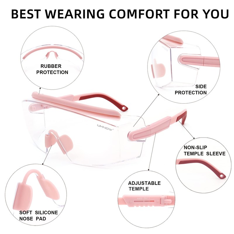 UKNOW Safety Goggles Over Glasses, Anti Fog Safety Glasse with