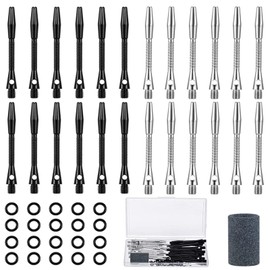 NOOYNOEO 12 Packs Darts Stems Aluminium, Shafts Multiple Metal Stems Professional Darts Accessories 2BA Shaft, With a grinding stone, boxed(black)