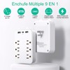 Multicontacto de Pared 6 Tomas con 3 USB, Protección Contra