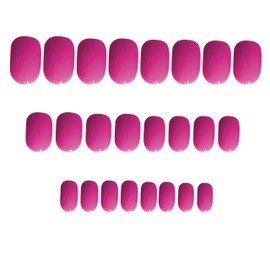 Nail Tip, Short, Stylish, Casual, Solid, Graduation, Wedding, Party, Nail Stick, For Nail Use, 3 Double-sided Gummy Sticks, With Nail File (Pink, Purple, Short)