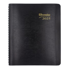 Brownline® 2025 Essential Weekly/Monthly Planner, 12 Months, January to December, Twin-Wire Binding, 8.5" x 6.75", Black (CB850.BLK-25)