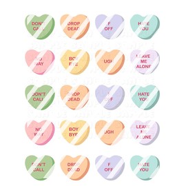 Anti Valentine's Day Candy Hearts Nail Art Decals- Waterslide Nail Decals