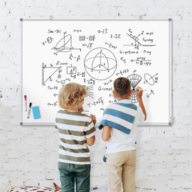 Double-Sided Large White Board, 60" x 40" Dry Erase Board Magnetic White Board for Wall, Aluminum Frame with Detachable Marker Tray, Wall-Mounted Whiteboard for School, Office and Home