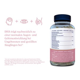 MINAMI Omega 3 Fischöl Nahrungsergänzung - MorDHA Original Omega 3 Kapseln Hochdosiert Hohe DHA-Konzentration - Gehirn- und Augenentwicklung des Fötus und Gestillter Säuglinge - 90 Weichkapsel