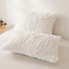 Furry Pillow Cases White 26"x20", Faux Fur Shaggy Plush Fuzzy