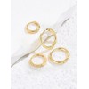 14k Gold Plated Huggie Hoop Earrings Set, 4 Pairs 8