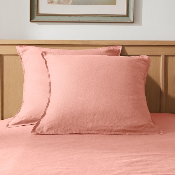 TOSMO 100% French Linen Pillowcase Euro Size, Linen Pillow Shams
