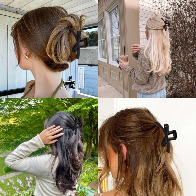 4 Pack Bow Claw Hair Clips, Large Non-Slip Clips for