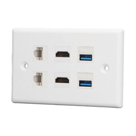 Cat 6 Ethernet Wall Plate, 6 Ports Removable RJ45 Ethernet Wall Plate, Compatible with Cat6/5/5e Ethernet Devices, with Standard Size, for HDTV Projector Computer
