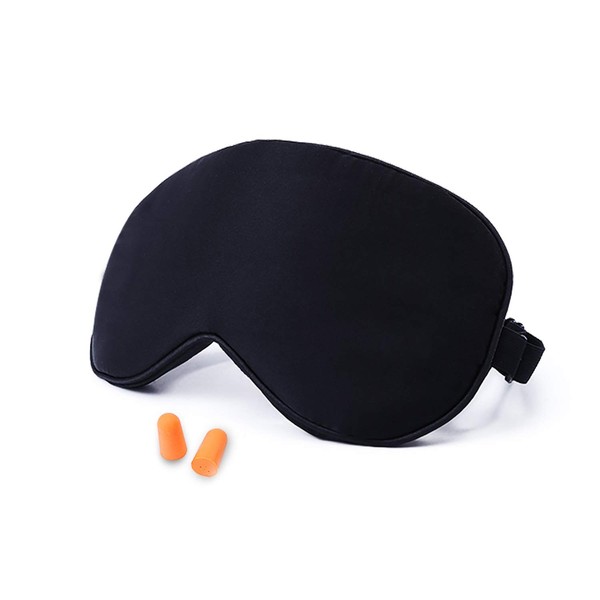 Natural Silk Sleep Mask & Blindfold - Super Smooth Eye Bag for Men & Women & Kids - Your Best Travel Sleeping Helper - Include Free Ear Plugs