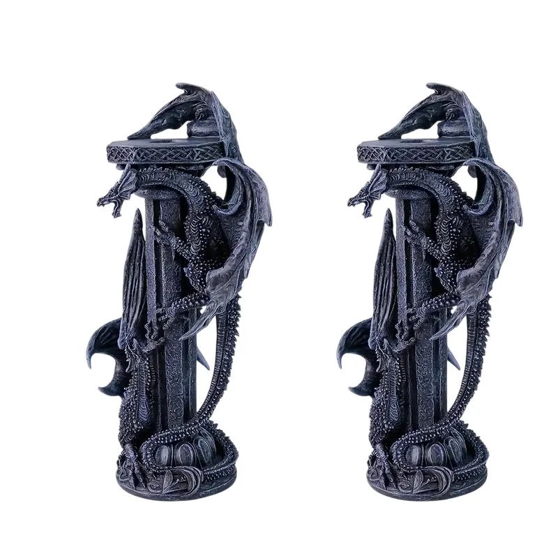 Double Dragon Entwined Irregular Resin Candlestick-Hand-painted-Fantasy-themed Space Style ItemColor: As