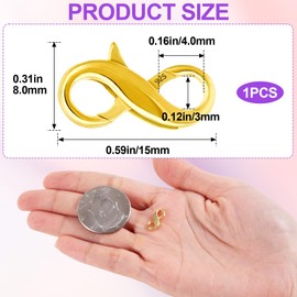 Pndeyo 925 Sterling Silver Lobster Claw Clasps, Double Opening Necklace Bracelet Extender, Jewelry Clasps and Closures for Necklace Bracelet Anklet Pendant Keychain DIY Craft Making- Gold