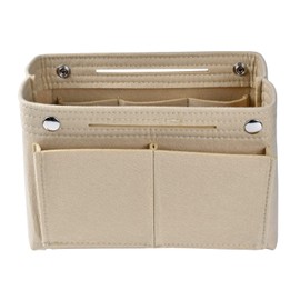 WUUDWALK Felt Handbag Organiser, Women Tote Bag Handbag Felt Liner Lightweight Purse Organiser Travel Storage Cosmetic Bags Bag in Bag Cosmetic Bag Organiser (Beige)