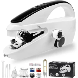 LUPOGRIGIO Hand Held Sewing Machines For Adults, Easy To Use Hand Held Cordless Sewing Machines for Hemming, Beginners, Jeans, Fabric, Denim, Heavy Duty USB Rechargeable（White）