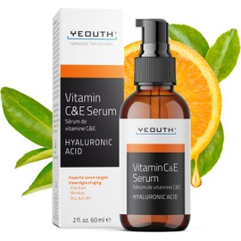 YEOUTH Vitamin C Face Serum with Hyaluronic Acid, Hydrating Vitamin C Serum for Face, Facial Serums Targets the Appearance of Dull Spots 2oz