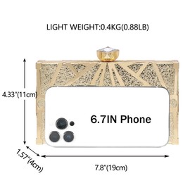 Milisente Women's Clutch Purses Sparkly Burst Skin Evening Bag Evil Eye Metallic Clutch Bag With Heart Diamond(Gold)