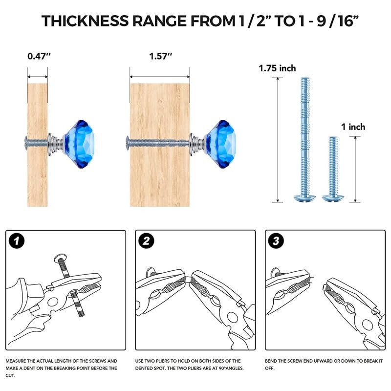 Ravinte Pack of 10 Crystal Drawer Knobs and Handles, Blue