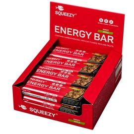 Squeezy Energy Bar (Apple) Pack of 12 - Carbohydrate-Rich Energy Bar - Fitness & Energy Booster for Endurance Sports