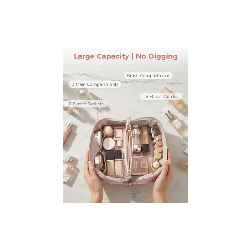 Travel Makeup Organizer, Compact Lightweight Accessory for Travel and Daily