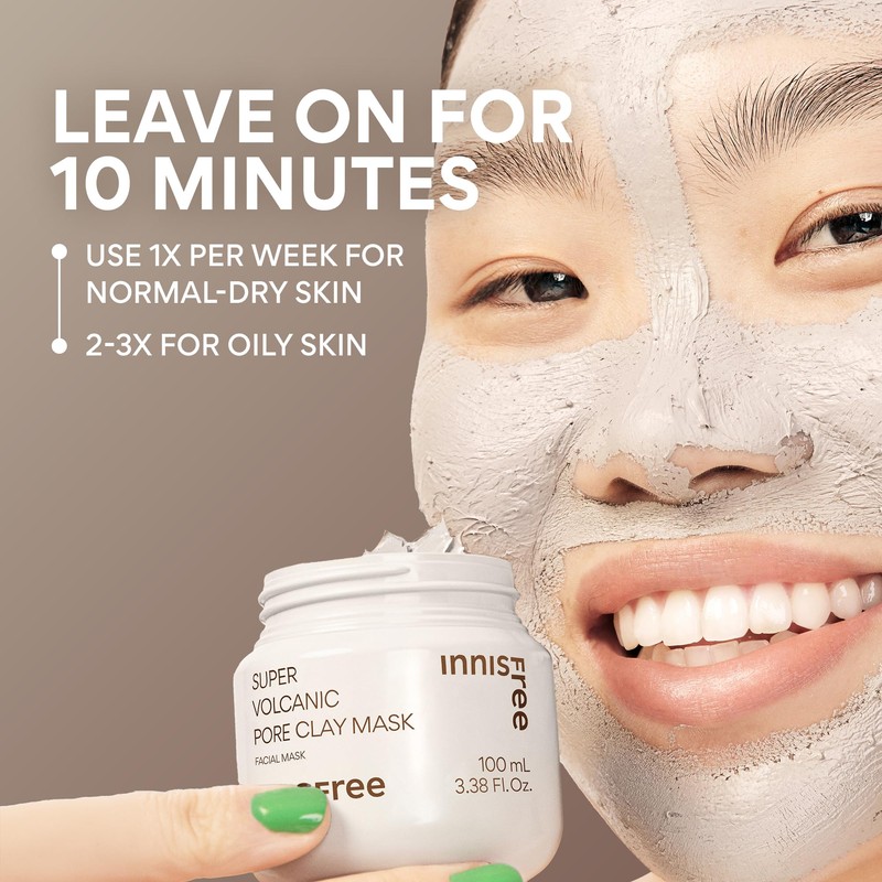 Innisfree Super Volcanic Clay Mask, Premium Korean Skincare with AHA