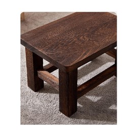 Tung wood step stool with non-slip rubber feet, small stool for children and adults, suitable for bedroom, kitchen and living room shoe changing stool, sturdy and durable. No assembly required