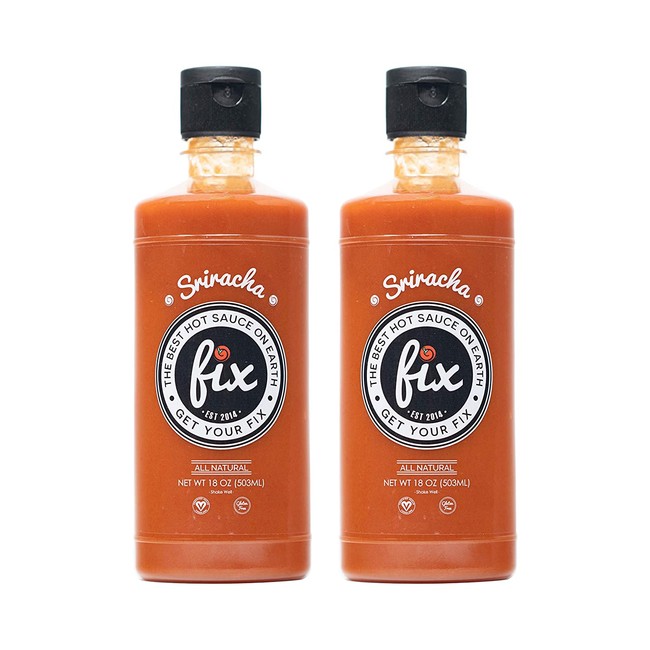 Fix Signature Sriracha Hot Sauce - 18 Ounce Squeeze Bottle (2 Pack), Bold Flavor with a Spicy Kick, All Natural Ingredients, NON-GMO, Gluten Free, Vegan Certified, Red
