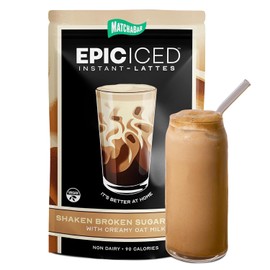 Matchabar Epic Iced Instant Latte Powder | Shaken Brown Sugar Espresso w/Oat Milk Base | Low Sugar, Non-Diary & Vegan Instant Iced Coffee Powder | Barista-Quality Creamy Latte Mix | 10 Servings