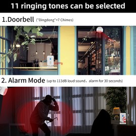 KCMYTONER Motion Sensor Driveway Alarm, Infrared and Microwave Radar Dual Detection Security Alarm, IP64 Rated Door Bell Chime for Home Front Door Entry Doorbell kit (1 Sensor 2 Alarms)