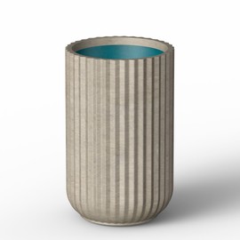 Kante Tall Fulted Planter, 21.7 Inch Tall Round Concrete Plant Pots with Drainage Hole and Rubber Plug, Modern Decor for Indoor Outdoor Plants, Flower, Weathered Finish with Forest Green Interior