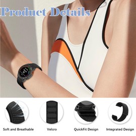 RanBluu QuickFit 22 mm Nylon Strap for Garmin Fenix 8 47 mm/fēnix E/Fenix 7/Fenix 7 Pro/Fenix 6/Fenix 6 Pro, Velcro Replacement Strap, Sport Loop Bracelets Compatible with Garmin Epix 2, Black