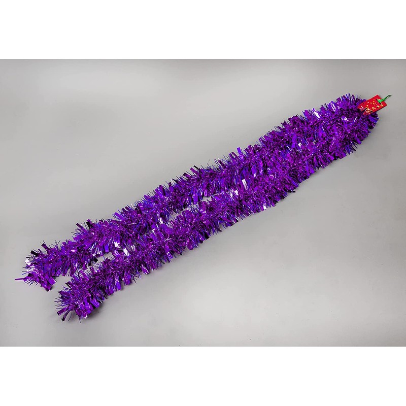 SHATCHI 4Pcs Purple 1.8m/6ft Xmas Metallic Chunky Tinsel Garland for
