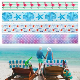 4Pcs Beach Towel Clips for Chair HADEEONG Seashell Towel Bands for Cruise Chairs Elastic Towel Holder for Beach Chairs Pool Lounge Cruise Essentials