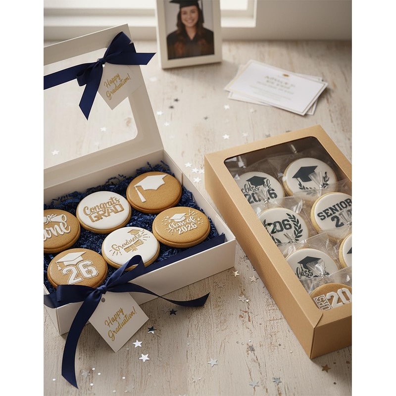 Class of 2026 Graduation Cookie Stencils, 4X4In12Pcs Style-Congrat GRAD/Mortarboard/Diploma/Done/You Did