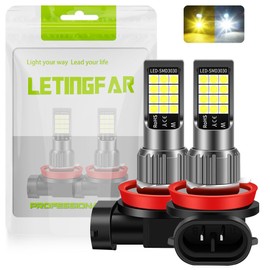H11 LED Fog Lamp, 2 Color Switching, H16 LED, High Brightness, 3030 Chip, White/Yellow, 2 Color Switching, H8 LED, Compatible with Vehicle Inspections, H8/H11/H16, Integrated, 12-24V Car, Non-Polarity
