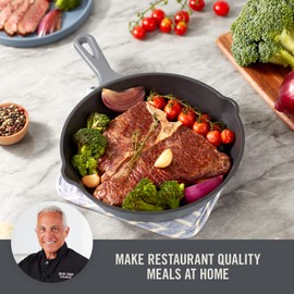 Zakarian by Dash 9.5 Inch Small Nonstick Cast Iron Skillet, Titanium Ceramic Coated Frying Pan, Grey